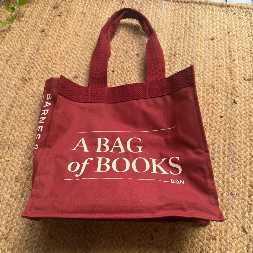 Barnes & Noble A Bag of Books Canvas Tote Bag Burgundy Red re-wrap Collaboration
